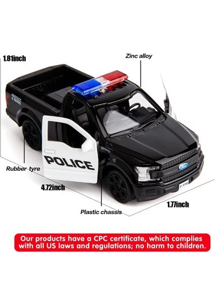1/36 Ölçekli Ford F150 Kamyonet Polis Arabası Modeli Için Uyumlu, Çinko Alaşım Die-Cast Geri Çekin Araçlar Çocuk Oyuncakları Erkek Kız Için Hediye (Siyah) (Yurt Dışından)