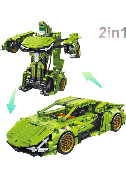 Spor Araba Yapı Taşları Oyuncaklar Yarışçı Araba Modeli Seti Dönüştürme Robot Stem Kiti 2 In 1 Çocuklar Erkekler Kızlar Için Yaş 6+ (721 Parça) (Yurt Dışından)