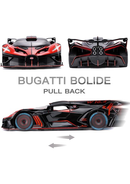 Bugatti Için Oyuncak Araba Modeli 1:24 Bugatti Bolide Alaşımlı Pres Döküm Araba Oyuncak ile Işıklar ve Müzik ile Uyumlu, Geri Çekin Araba Oyuncakları Çocuklar Için Erkek Kız Hediye (Yurt Dışından)