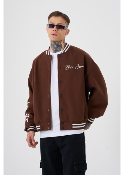 Erkek Born Again Style Oversize Kahve Bomber Ceket