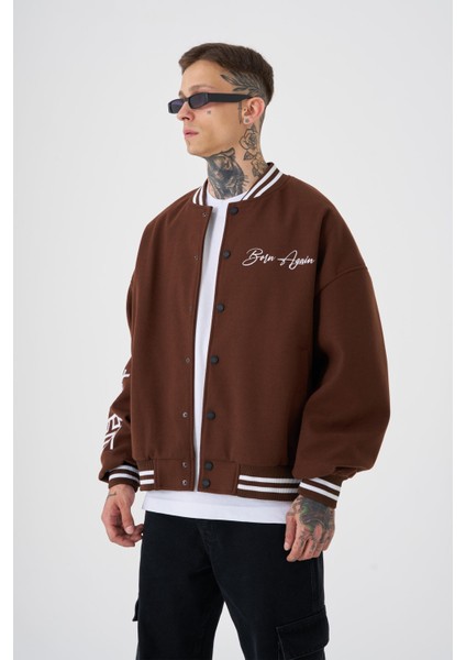 Erkek Born Again Style Oversize Kahve Bomber Ceket