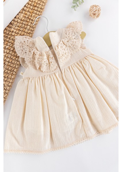 Güpürlü Dantel Yakalı Yazlık Müslin Kız Bebek Elbise fırsatları