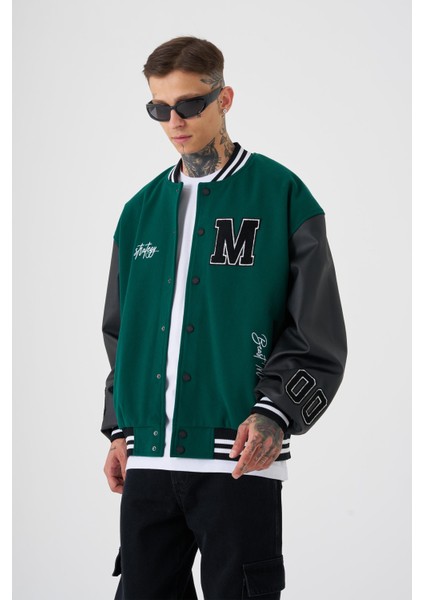 Erkek Wild Hunt Death Oversize Yeşil Bomber Ceket