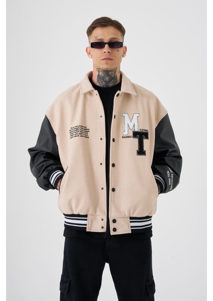 Erkek mt Oversize Bej Bomber Ceket