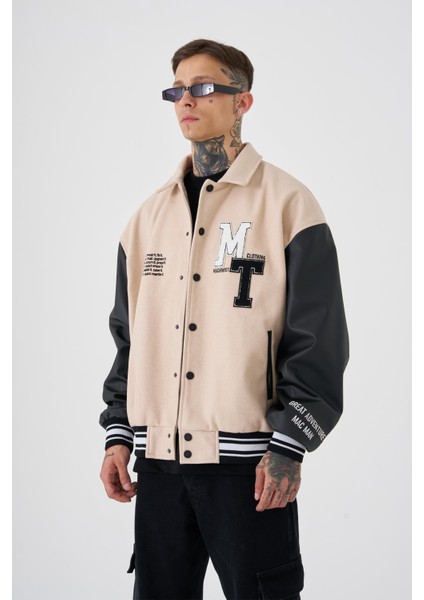 Erkek mt Oversize Bej Bomber Ceket