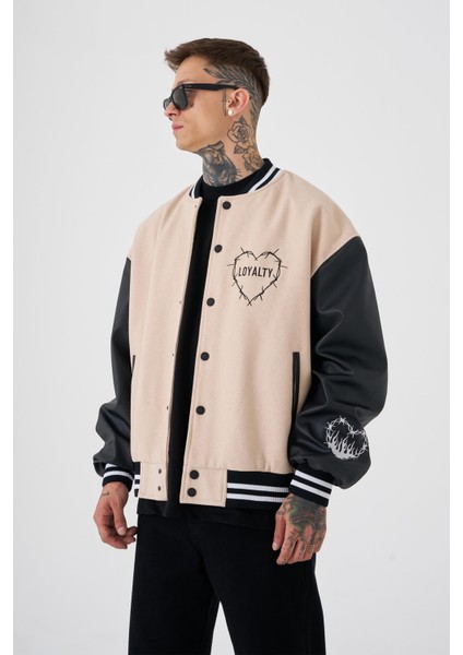 Erkek Hell Fire Club Oversize Bomber Ceket Beıge fiyatları