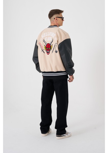Erkek Hell Fire Club Oversize Bomber Ceket Beıge fırsatları