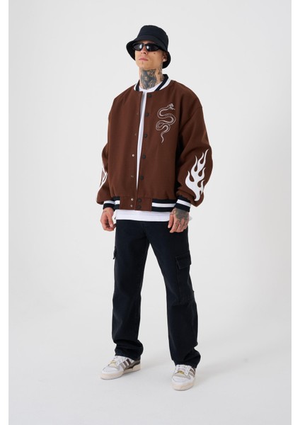 Erkek Snake Oversize Kahve Bomber Ceket fırsatları