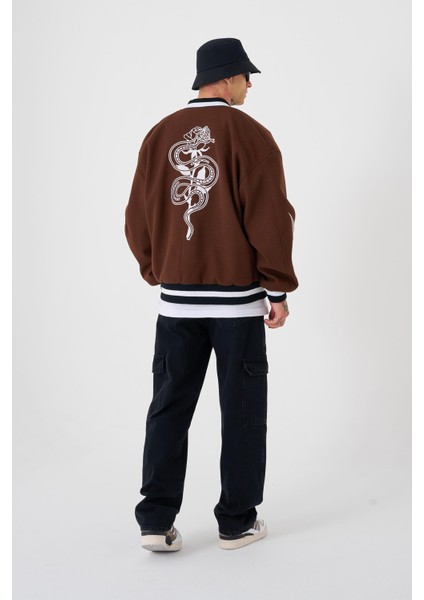 Erkek Snake Oversize Kahve Bomber Ceket indirimleri