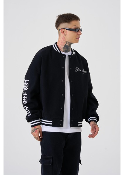 Erkek Born Again Style Oversize Siyah Bomber Ceket