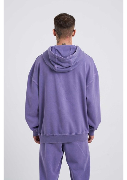 Erkek Basic Kapüşonlu Oversize Mistik Sweatshirt