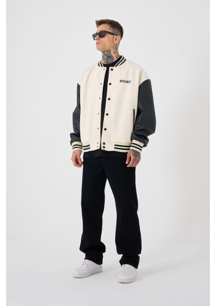Erkek Deer Oversize Ekru Bomber Ceket