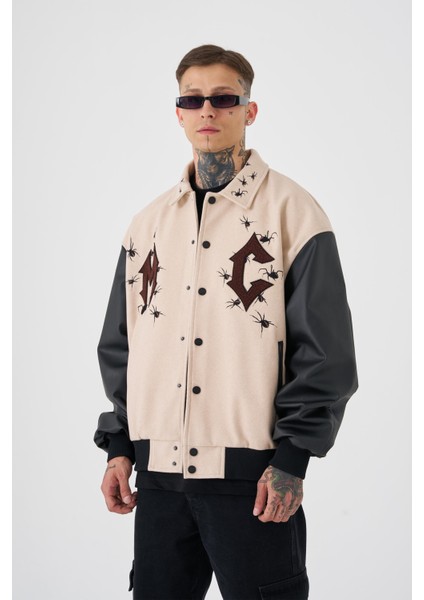 Erkek Mc Oversize Bej Bomber Ceket