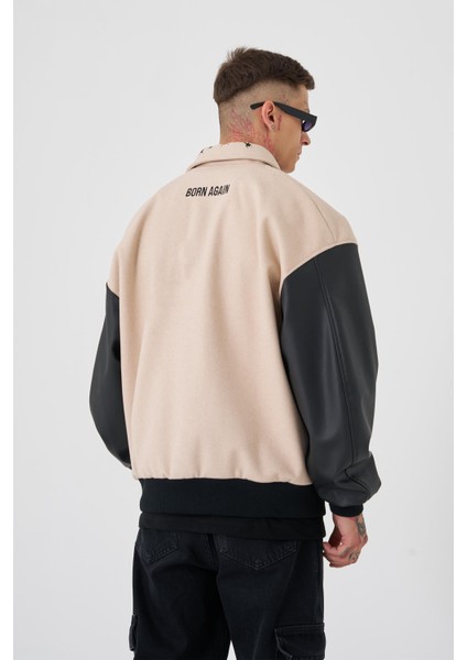 Erkek Mc Oversize Bej Bomber Ceket