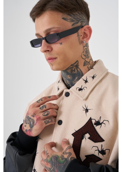 Erkek Mc Oversize Bej Bomber Ceket