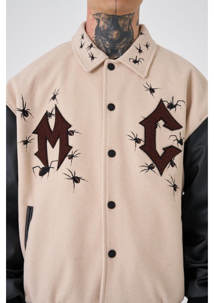 Erkek Mc Oversize Bej Bomber Ceket