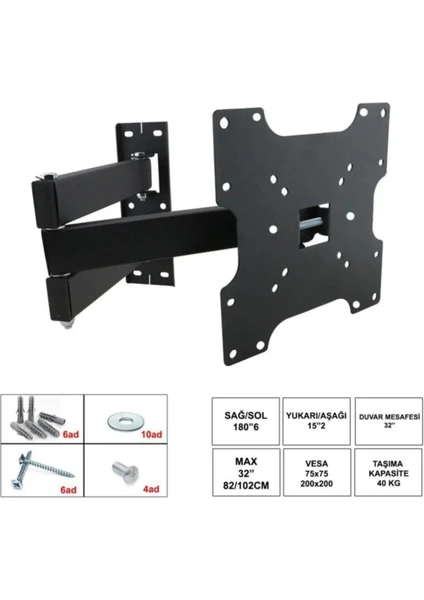 Onvo 32''-40'' Inc Inch Hareketli Duvar Askı Aparatı