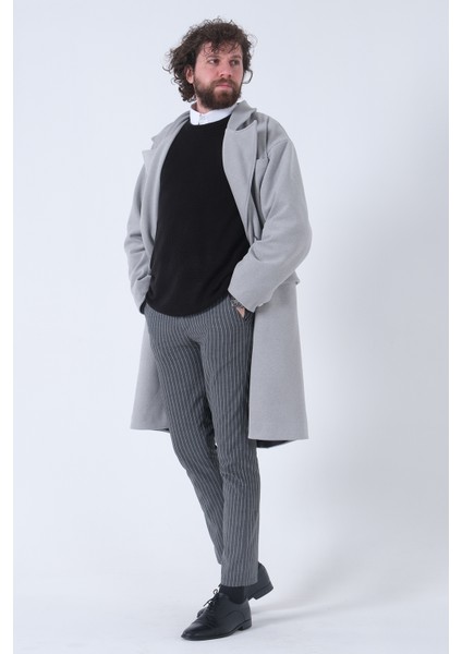 Gri Oversize Erkek Yaka Kaşe Kaban 01015002.06 modelleri