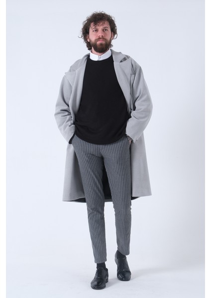Gri Oversize Erkek Yaka Kaşe Kaban 01015002.06 fırsatları