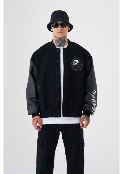 Erkek Go To War Oversize Siyah Bomber Ceket