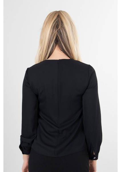 Siyah Dantel Detaylı Şifon Bluz 0806567.01 indirimleri