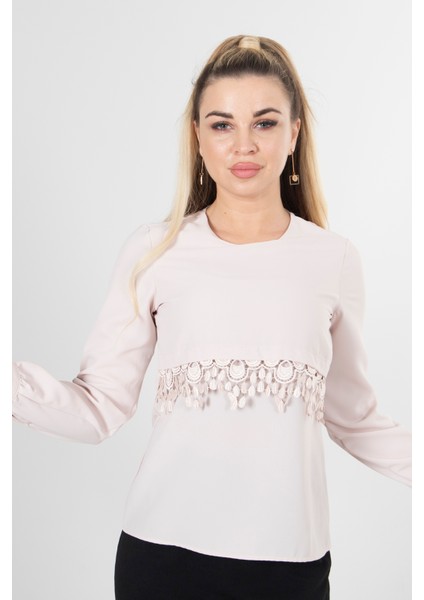 Taş Dantel Detaylı Şifon Bluz 0806567.50 modelleri