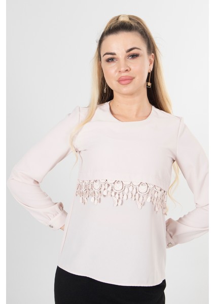 Taş Dantel Detaylı Şifon Bluz 0806567.50 fırsatları