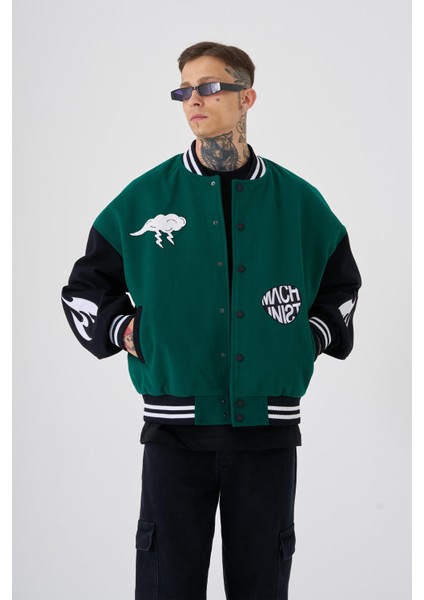 Erkek Cloud Oversize Yeşil Bomber Ceket
