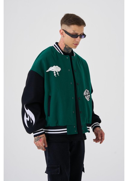 Erkek Cloud Oversize Yeşil Bomber Ceket