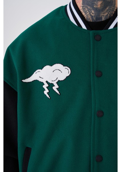 Erkek Cloud Oversize Yeşil Bomber Ceket