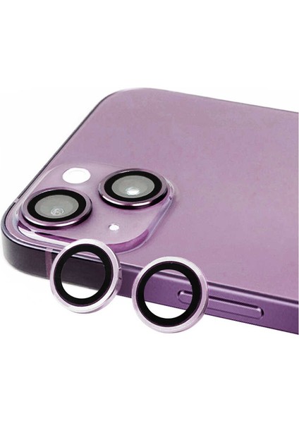 Apple iPhone 14 Plus Kamera Lens Koruyucu Metal Tekli CL07 Mor