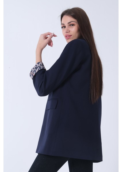 Lacivert Şal Yaka Leopar Astarlı Kruvaze Ceket 39711561.02 indirimleri