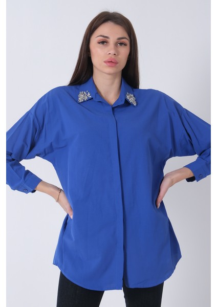 Saks Yakası Taş Detaylı Gömlek 3972505.26 fırsatları