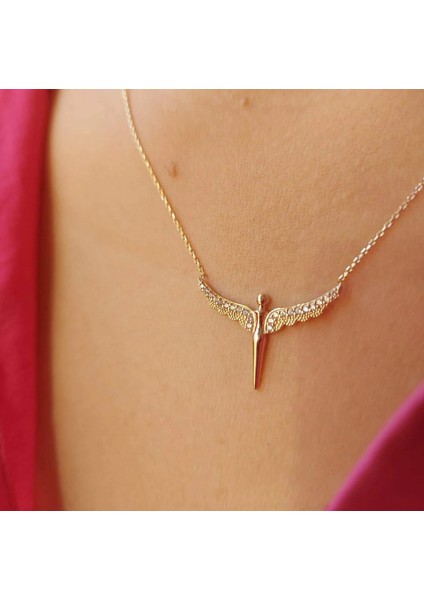 14 Ayar Melek Model Altın Kolye 2.15 Gram 45 cm Uzunluk