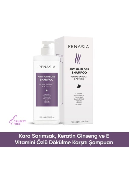 Kara Sarımsak-Kafein-Keratin ve Ginseng Özlü Dökülme Karşıtı Saç Bakım Şampuanı