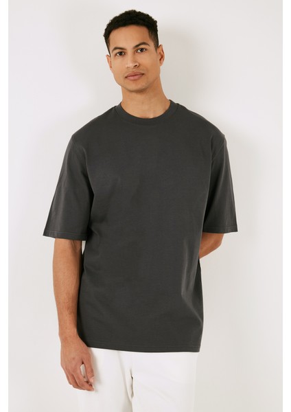 Pamuklu Oversize Bisiklet Yaka Basic T Shirt Erkek T Shirt 5902365 fırsatları