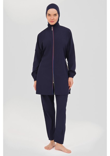 Panama Arkası Desenli Tesettür Mayo