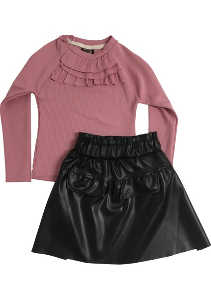 3-10 Yaş Fırfırlı Deri Etekli Takım