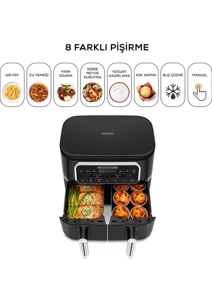 8 In 1 Sulu Yemek Fonksiyonlu 8 Kişilik/8 Lt Geniş Hazneli Premium Airfryer