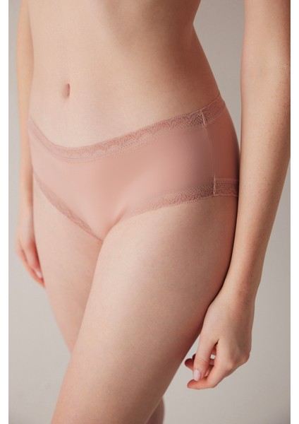 Easy Micro Lace Dantel Bej Hipster Külot