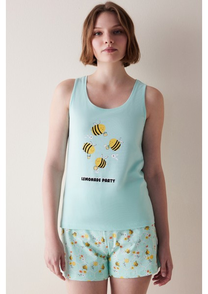 Lemonade Party Mint Şortlu Pijama Takımı