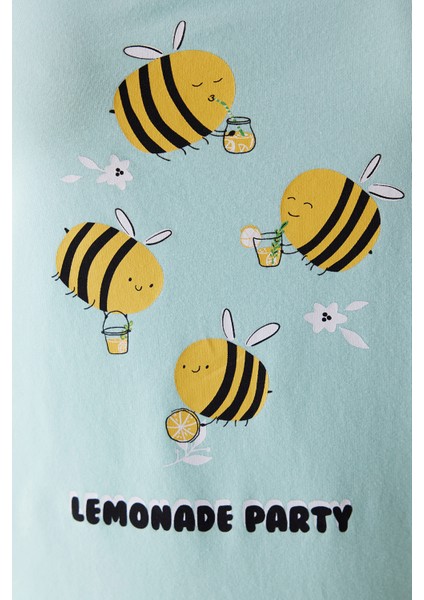 Lemonade Party Mint Şortlu Pijama Takımı