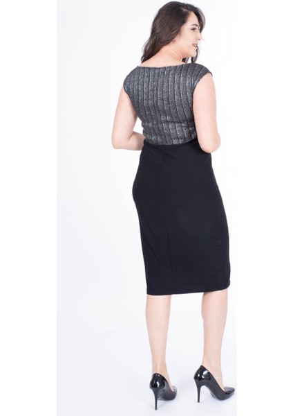 Simli Damla Yaka Anvelop Elbise