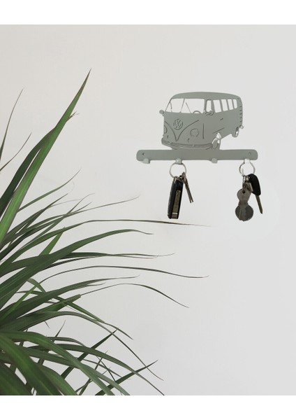 Lazer Kesim Volkswagen Klasik Minibüs Dekoratif Metal Duvar Anahtar Askılığı