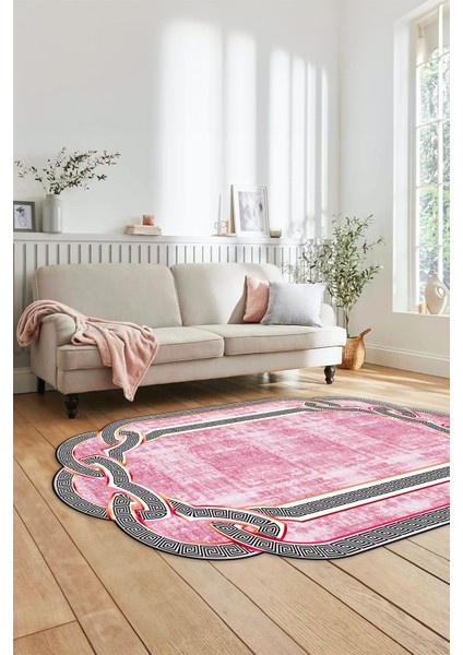Dijital Baskılı Kaymaz Yıkanabilir Lazer Kesim Modern Yolluk Mutfak Salon Halısı, Lazer-03-Pembe, fiyatları