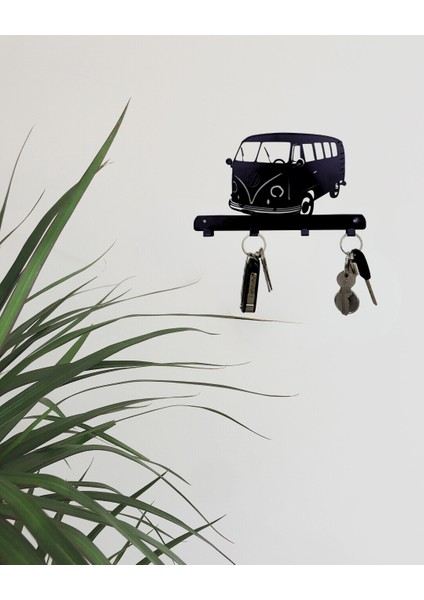 Lazer Kesim Volkswagen Klasik Minibüs Dekoratif Metal Duvar Anahtar Askılığı