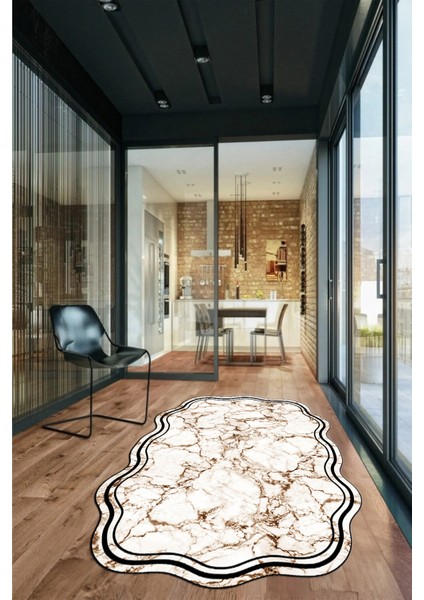 Dijital Baskılı Kaymaz Yıkanabilir Mermer Lazer Kesim Mutfak Salon Halısı, Lazer-22-Kahve, modelleri