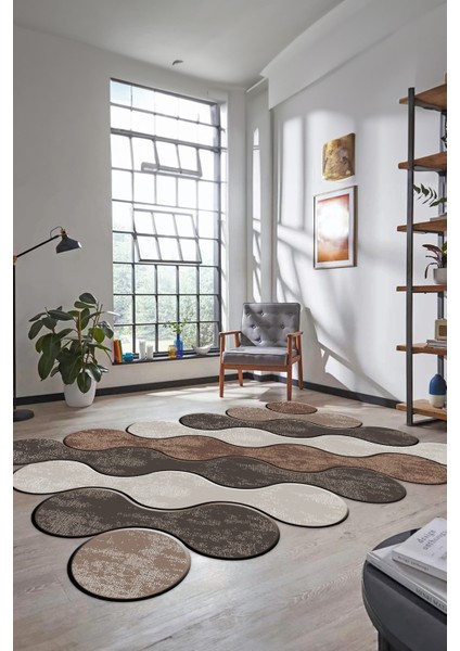 Dijital Baskılı Kaymaz Yıkanabilir Lazer Kesim Yolluk Mutfak Salon Halısı, Lazer-02-Kahve, fırsatları