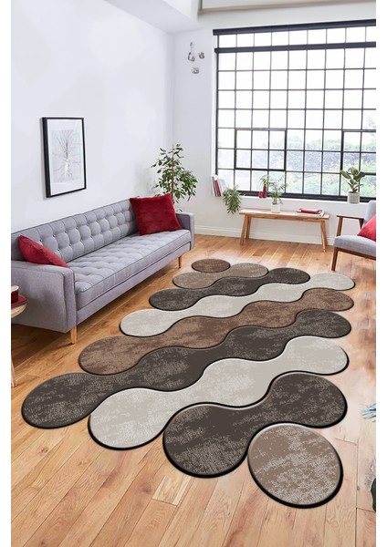 Dijital Baskılı Kaymaz Yıkanabilir Lazer Kesim Yolluk Mutfak Salon Halısı, Lazer-02-Kahve, indirimleri