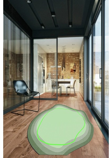 Dijital Baskılı Kaymaz Yıkanabilir Modern Lazer Kesim Mutfak Salon Halısı, Lazer-19-Yeşil, fırsatları